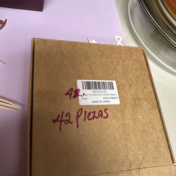 Rose Gold Glittered wedding Cupcake Toppers - Picture 7 of 11